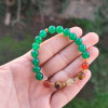 Multi Stone Bracelet , 8mm Green Agate , Red Agate , Tiger Eye & Golden Rutilated quartz Stones Bracelet