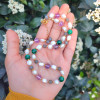 Multi stone Necklace , 925 Sterline Silver White Pearl With 8 mm Malachite , Ametrine , Labradorite Necklace Multi stone Necklace , 925 Sterline Silver White Pearl With 8 mm Malachite , Ametrine , Labradorite Necklace