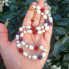 Multi stone Necklace , 925 Sterline Silver White Pearl With 8 mm Red Agate , Amethyst , Moonstone Necklace Multi stone Necklace , 925 Sterline Silver White Pearl With 8 mm Red Agate , Amethyst , Moonstone Necklace
