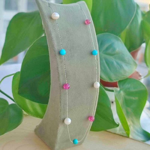 Multi Stone Pendant .ruby , turquoise , pearl in One Pendant Multi Stone Pendant .ruby , turquoise , pearl in One Pendant