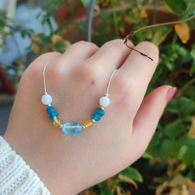 Multi Stone Pendant .moon stone ,apatit , citrin , topaz in One Pendant