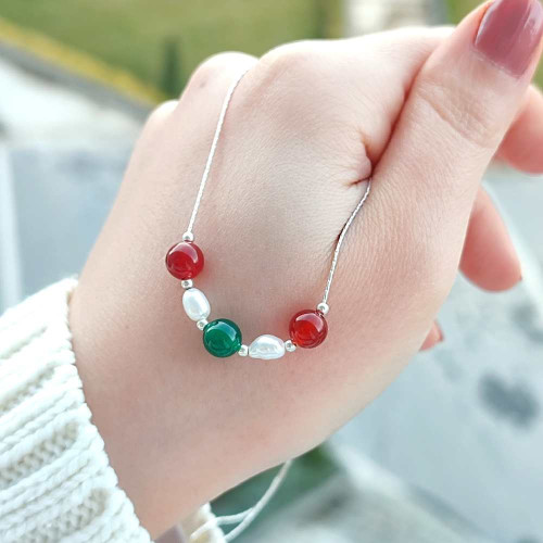 Multi Stone Pendant .red agate , green agate & pearl in One Pendant Multi Stone Pendant .red agate , green agate & pearl in One Pendant