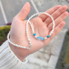 Multi stone Necklace , 925 Sterline Silver , topaz, turquoise , pearl Necklace Multi stone Necklace , 925 Sterline Silver , topaz, turquoise , pearl Necklace