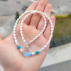 Multi stone Necklace , 925 Sterline Silver , topaz, turquoise , pearl Necklace Multi stone Necklace , 925 Sterline Silver , topaz, turquoise , pearl Necklace