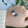 Multi Stone Pendant amethyst , turquoise , pearl in One Pendant Multi Stone Pendant amethyst , turquoise , pearl in One Pendant