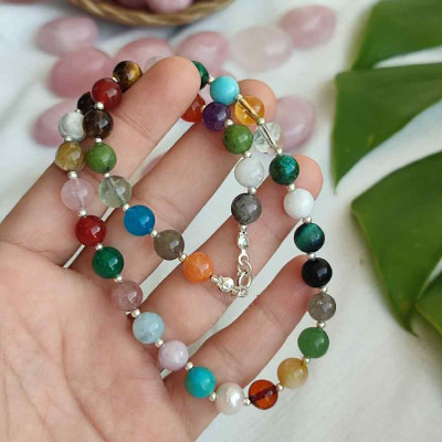 Royal Multi stone Necklace containing More Than  20 types of original gemstones With Coke Wood