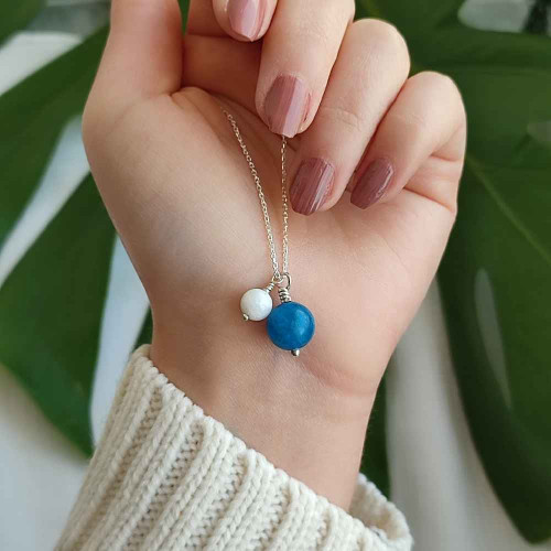 Multi Stone Pendant apatit & moon stone in One Pendant Multi Stone Pendant apatit & moon stone in One Pendant