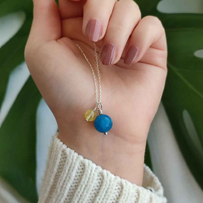 Multi Stone Pendant apatite &  citrine  in One Pendant