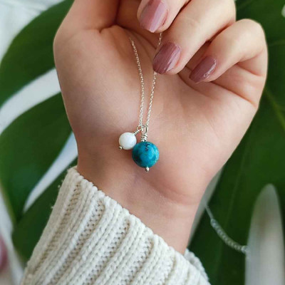 Multi Stone Pendant Turquoise  &  moonstone  in One Pendant