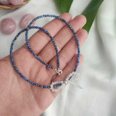 Multi stone Pendant , 925 Sterling Silver moonstone & Lapis Lazuli Pendant