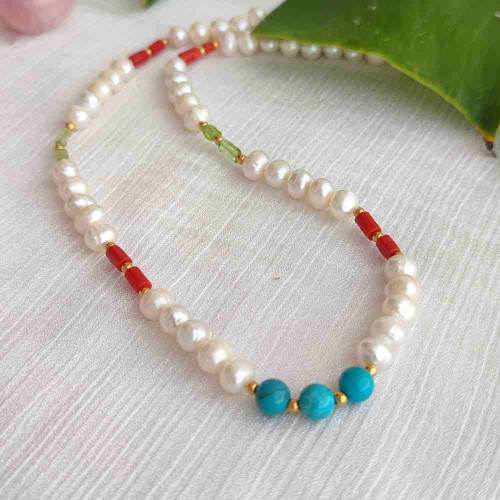 925 Silver Natural Red Coral Stone , Pearl , peridot & Turquoise stone Pendant 925 Silver Natural Red Coral Stone , Pearl , peridot & Turquoise stone Pendant