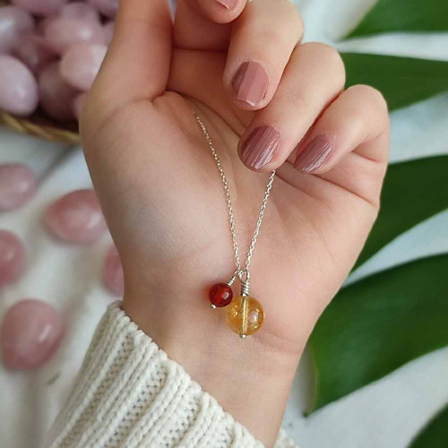Multi Stone Pendant agate &  citrine in One Pendant