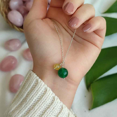 Multi Stone Green Pendant agate &  citrine in One Pendant