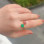 925 Silver Red Ruby & Green Onyx Stone Ring - Free Size