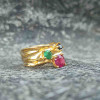Multi Stone Ring , 925 Silver Emerald , Ruby & Sapphire Stone Ring