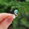 Multi Stone Ring , 925 Silver Natural Moonstone & Turquoise Stone Ring - Free Size