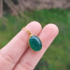 925 Silver Green Onyx Pendant -  Oval Shape