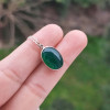 925 Silver Green Onyx Pendant -  Oval Shape