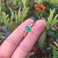 925 Silver Green Onyx Ring - Free Size