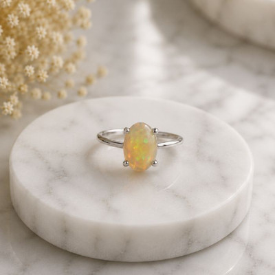 925 Silver Rare Opal Stone Ring