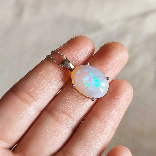 925 Silver Rare Fire Opal Pendant 