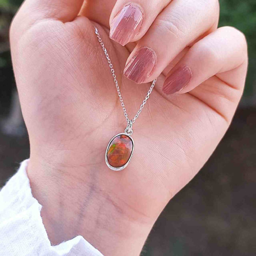 925 Silver Rare Fire Opal Pendant