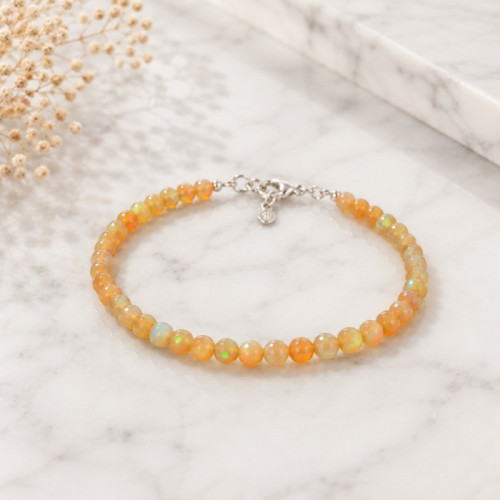 925 Silver Rare Fire Opal Bracelet