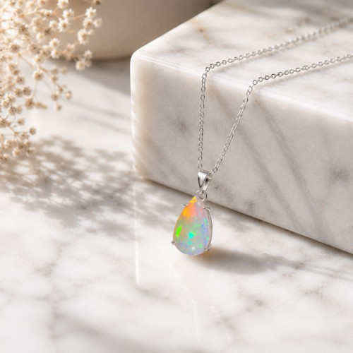 925 Silver Rare Fire Opal Pendant