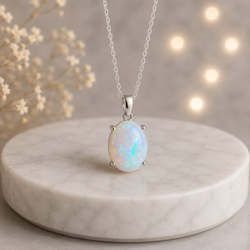 925 Silver Rare Fire Opal Pendant