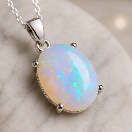 925 Silver Rare Fire Opal Pendant