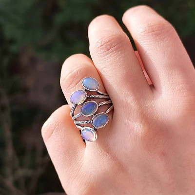 925 Silver Rare Opal Stone Ring - Special Design