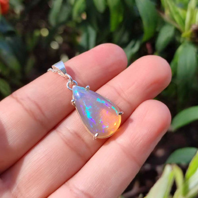 925 Silver Rare Fire Opal Pendant