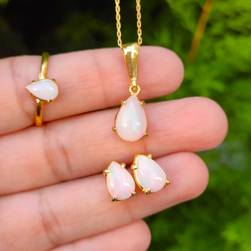 925 Sterling Silver Set Of Rare Fire Opal