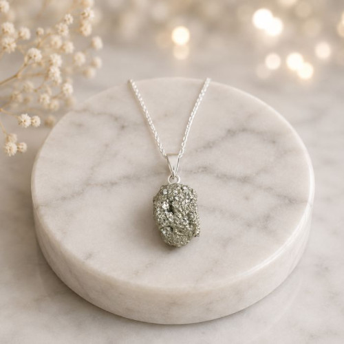 925 Silver Natural pyrite Pendant