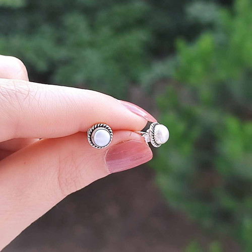 925 Sterling Silver White Pearl Earring