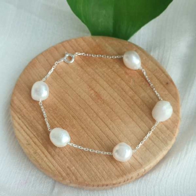 925 Sterling Silver White Pearl Bracelet