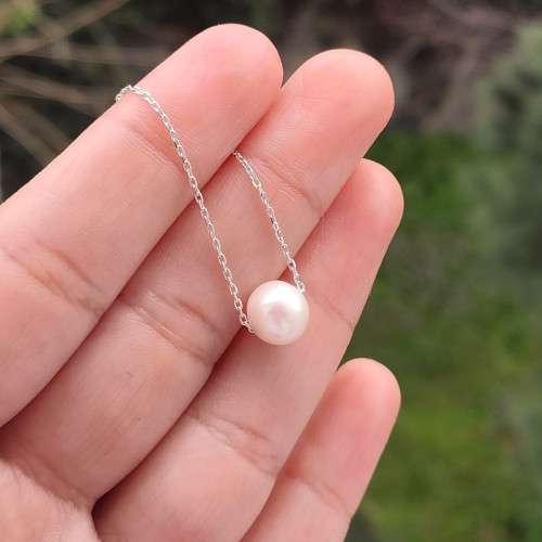 925 Sterling Silver White Pearl Necklace 925 Sterling Silver White Pearl Necklace