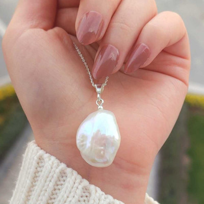925 Sterling Silver White Pearl Necklace