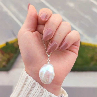 925 Sterling Silver White Pearl Necklace