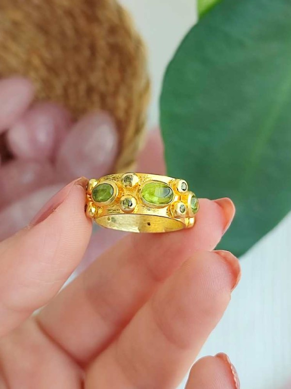 925 Ayar Gümüş Doğal Peridot Taşı Yüzük