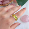 925 Silver Natural Peridot Stone Ring - Zircon Around