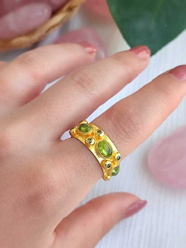 925 Ayar Gümüş Doğal Peridot Taşı Yüzük