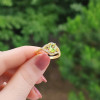 925 Silver Natural Peridot Stone Ring - Zircon Around