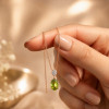 925 Silver Natural Peridot Stone Pendant - Raw Shape