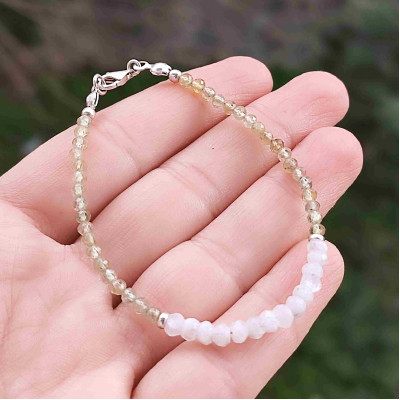 Multi Stone Bracelet , 925 Sterling Silver Peridot Stones & Moonstone Bracelet