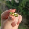 925 Silver Natural Peridot Stone Ring - Zircon Around