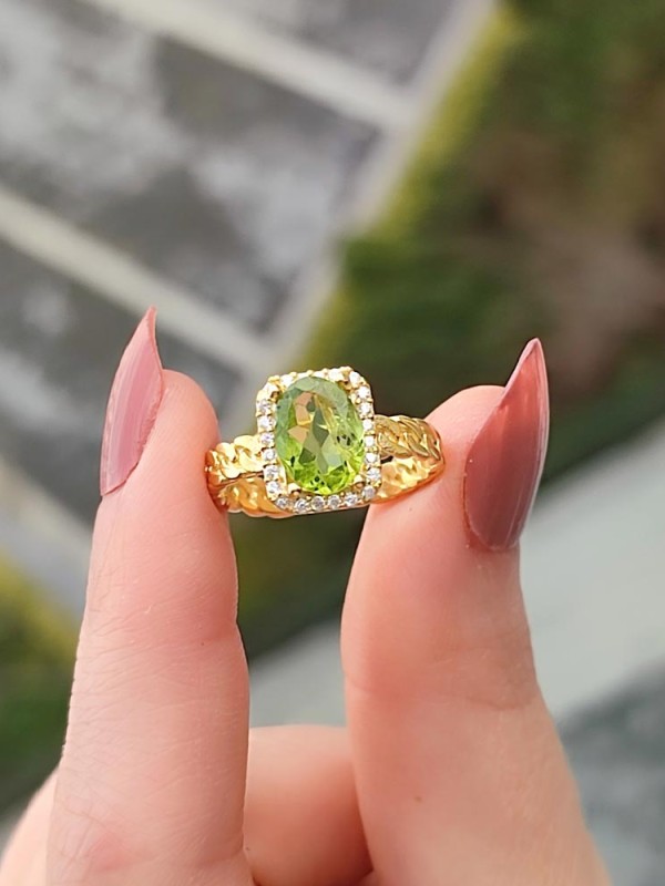 925 Ayar Gümüş Doğal Peridot Taşı Yüzük