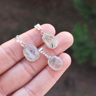 925 Silver Natural Pernhite Stone Pendant