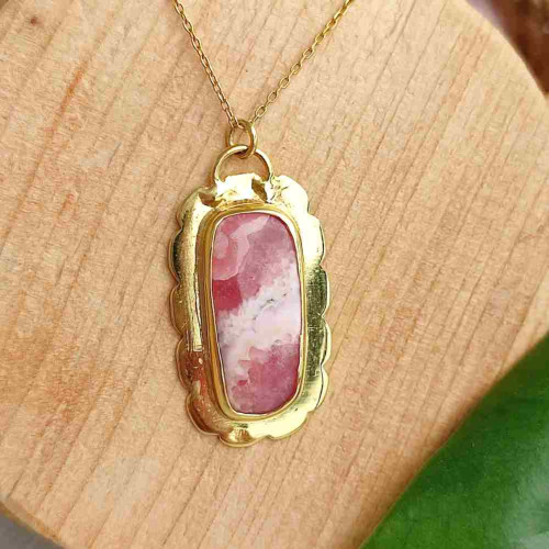 925 Silver Natural Rhodochrosite Stone Pendant