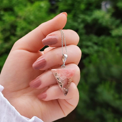 925 Silver Natural Rhodochrosite Stone Pendant
